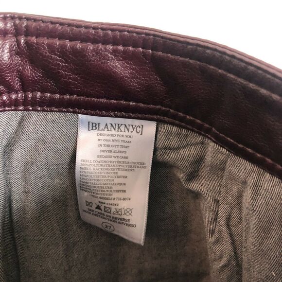 Blank NYC Red Faux Leather Snap Front Mini Skirt Women's Size 27 Raw Hem Pockets - Picture 7 of 7